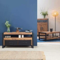 Lampe Sur Pied<Made in Meubles Lampe sur pied en métal et osier Erika