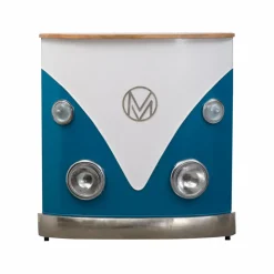 Meuble Bar<Made in Meubles Meuble bar bleu avec plateau en bois de manguier Combi