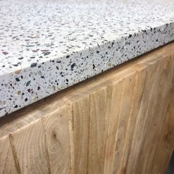 Meuble Bar<Made in Meubles Meuble bar en angle bois de manguier et terrazzo Lou