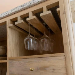 Meuble Bar<Made in Meubles Meuble bar en angle bois de manguier et terrazzo Lou