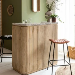 Meuble Bar<Made in Meubles Meuble bar en bois de manguier et terrazzo Lou