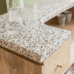 Meuble Bar<Made in Meubles Meuble bar en bois de manguier et terrazzo Lou
