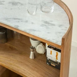 Meuble Bar<Made in Meubles Meuble bar en bois de manguier et marbre Adler