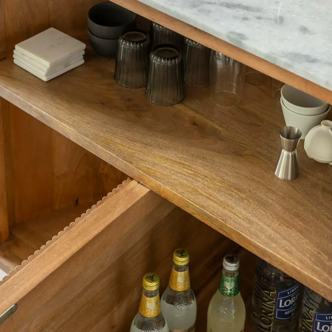 Meuble Bar<Made in Meubles Meuble bar en bois de manguier et marbre Adler