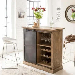 Meuble Bar<Made in Meubles Meuble bar en bois de manguier brossé et métal Helsinki