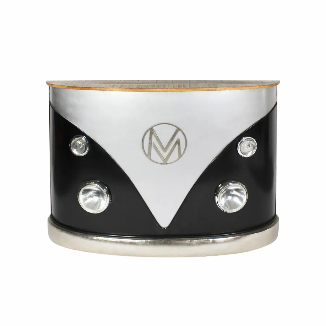 Meuble Bar<Made in Meubles Meuble bar noir avec plateau en bois de manguier Combi