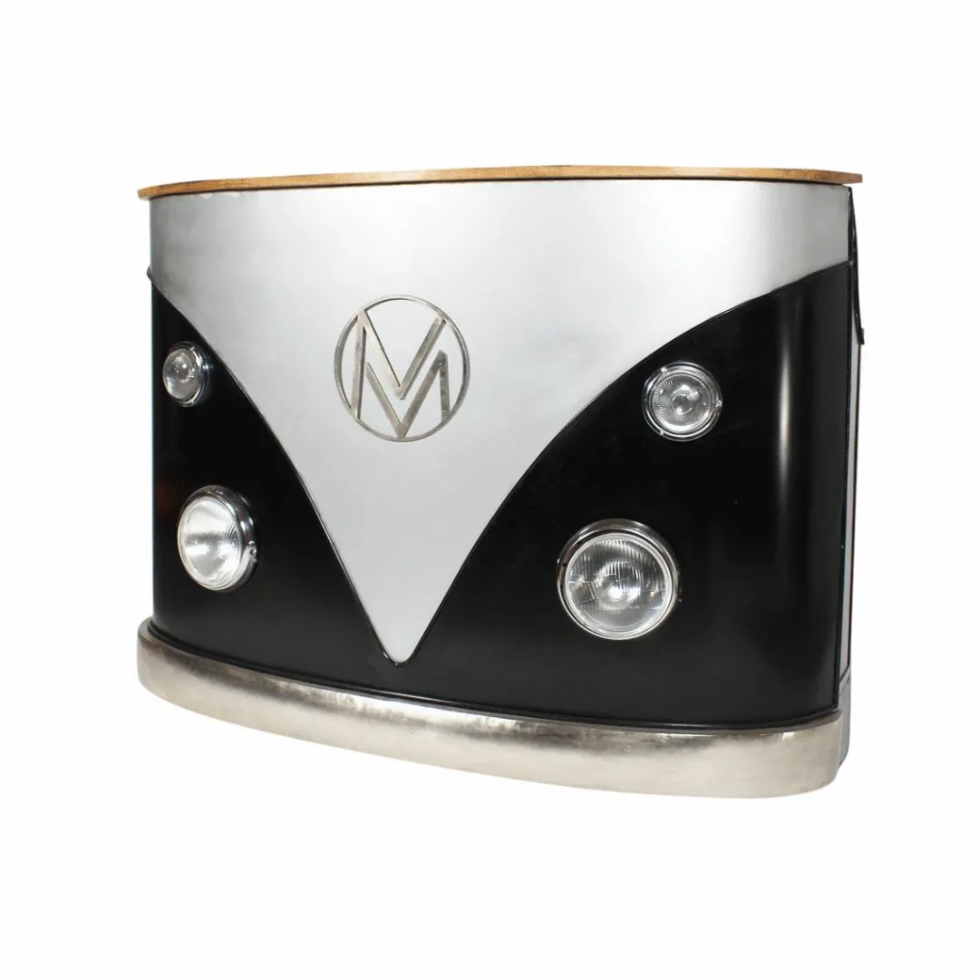 Meuble Bar<Made in Meubles Meuble bar noir avec plateau en bois de manguier Combi