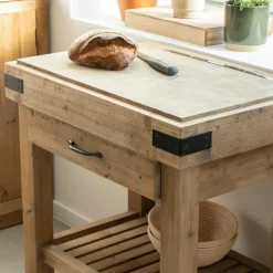 Ilot Central<Made in Meubles Meuble bas cuisine en bois recyclé Garance