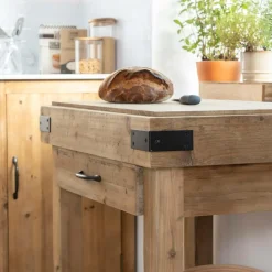 Ilot Central<Made in Meubles Meuble bas cuisine en bois recyclé Garance