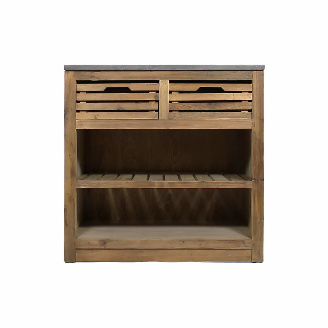 Meuble Bas<Made in Meubles Meuble bas de cuisine 2 tiroirs + 1 étagère Champêtre