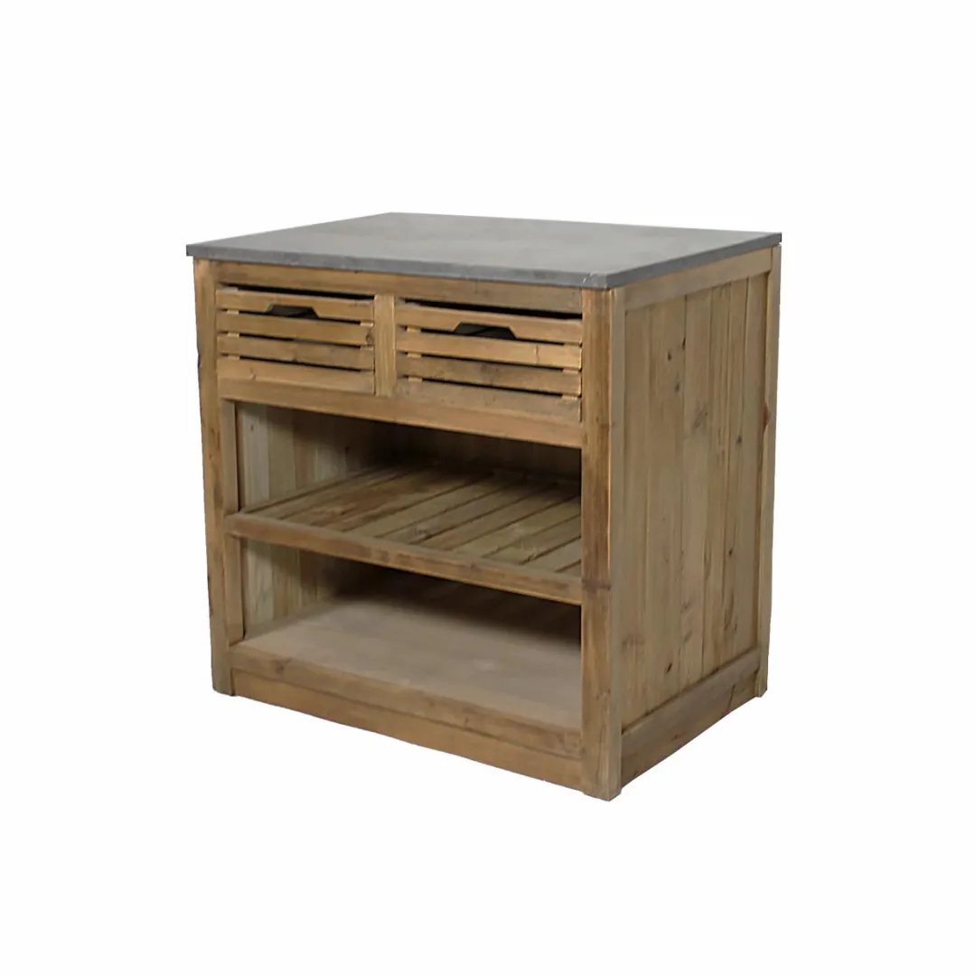 Meuble Bas<Made in Meubles Meuble bas de cuisine 2 tiroirs + 1 étagère Champêtre