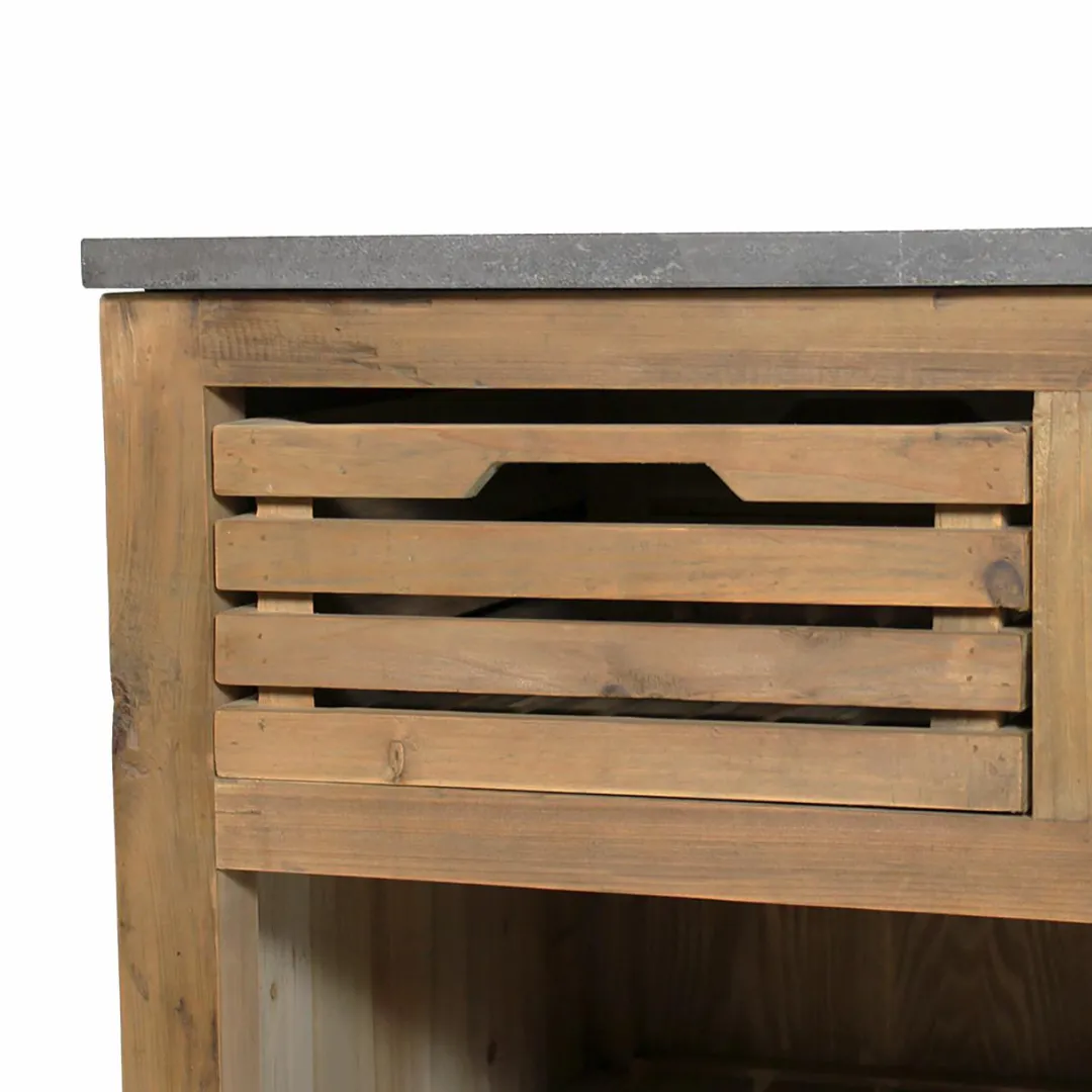 Meuble Bas<Made in Meubles Meuble bas de cuisine 2 tiroirs + 1 étagère Champêtre