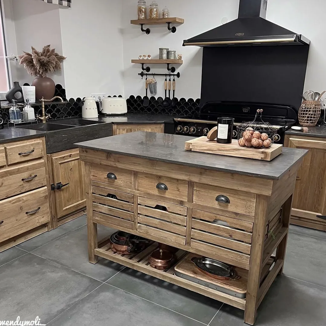 Meuble Bas<Made in Meubles Meuble bas de cuisine 4 tiroirs - Champêtre