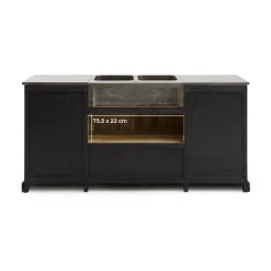 Meuble Bas<Made in Meubles Meuble bas de cuisine en bois recyclé et pierre bleue Romain