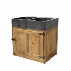 Meuble Bas<Made in Meubles Meuble bas de cuisine évier 2 vasques pierre bleue Champêtre
