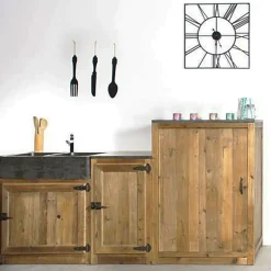 Meuble Bas<Made in Meubles Meuble bas de cuisine évier 2 vasques pierre bleue Champêtre