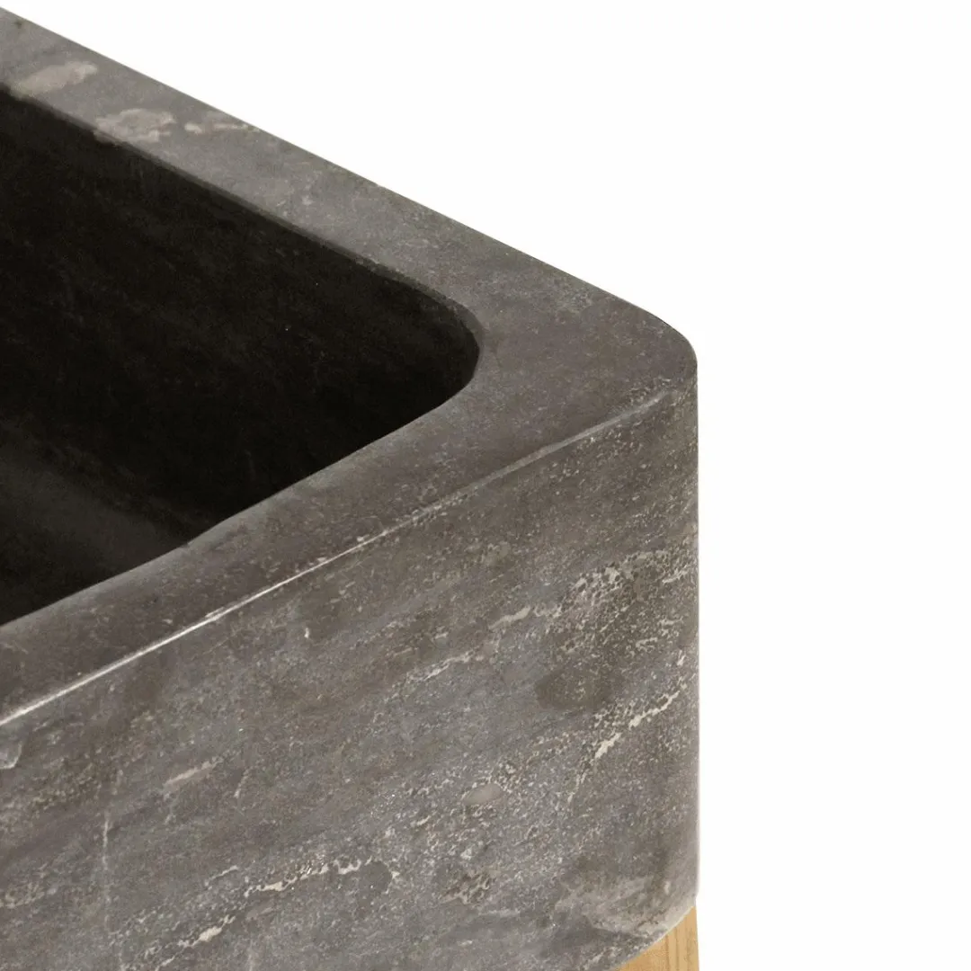 Meuble Bas<Made in Meubles Meuble bas de cuisine évier 2 vasques pierre bleue Champêtre