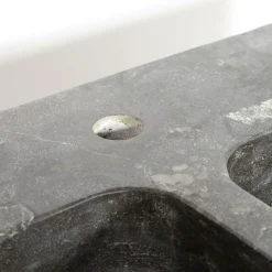 Meuble Bas<Made in Meubles Meuble bas de cuisine évier 2 vasques pierre bleue Champêtre