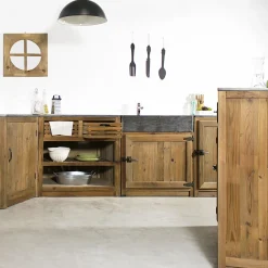 Meuble Bas<Made in Meubles Meuble bas de cuisine évier 2 vasques pierre bleue Champêtre