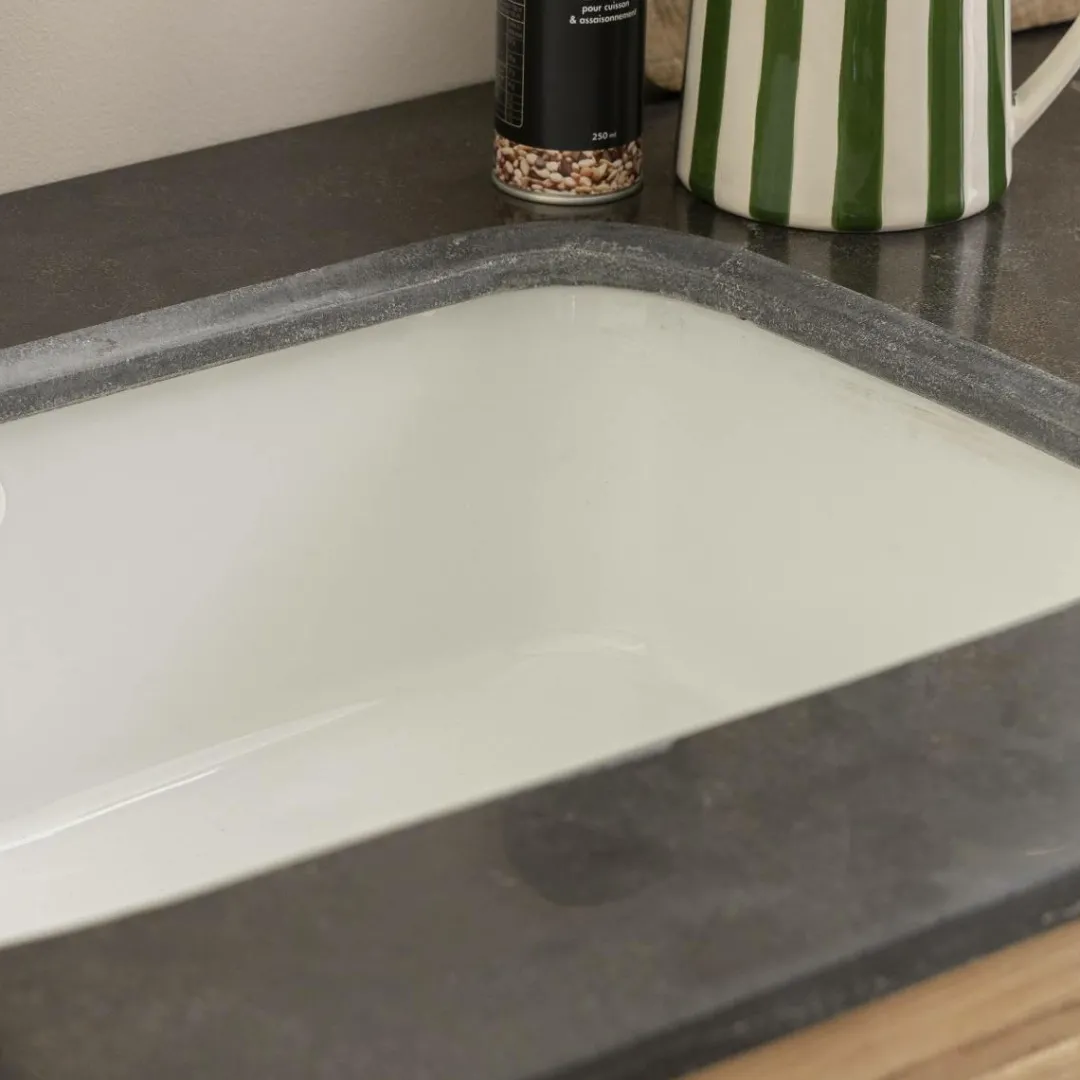 Meuble Bas<Made in Meubles Meuble de cuisine en vieux pin et pierre bleue Champêtre