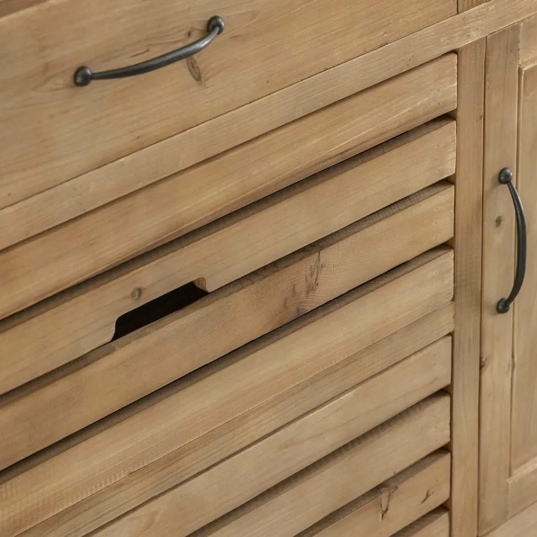 Meuble Bas<Made in Meubles Meuble de cuisine en vieux pin et pierre bleue Champêtre