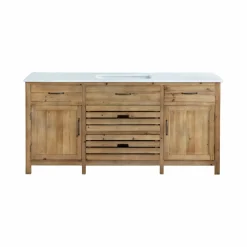 Meuble Bas<Made in Meubles Meuble de cuisine en vieux pin et marbre blanc Epure