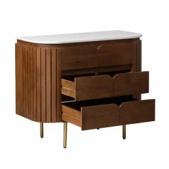 Meuble Sous Vasque<Made in Meubles Meuble sous vasque en bois de manguier et marbre Sienne