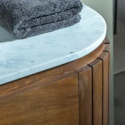 Meuble Sous Vasque<Made in Meubles Meuble sous vasque en bois de manguier et marbre Sienne