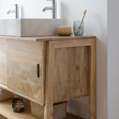 Meuble Sous Vasque<Made in Meubles Meuble sous vasque en bois de manguier 145 cm Nour