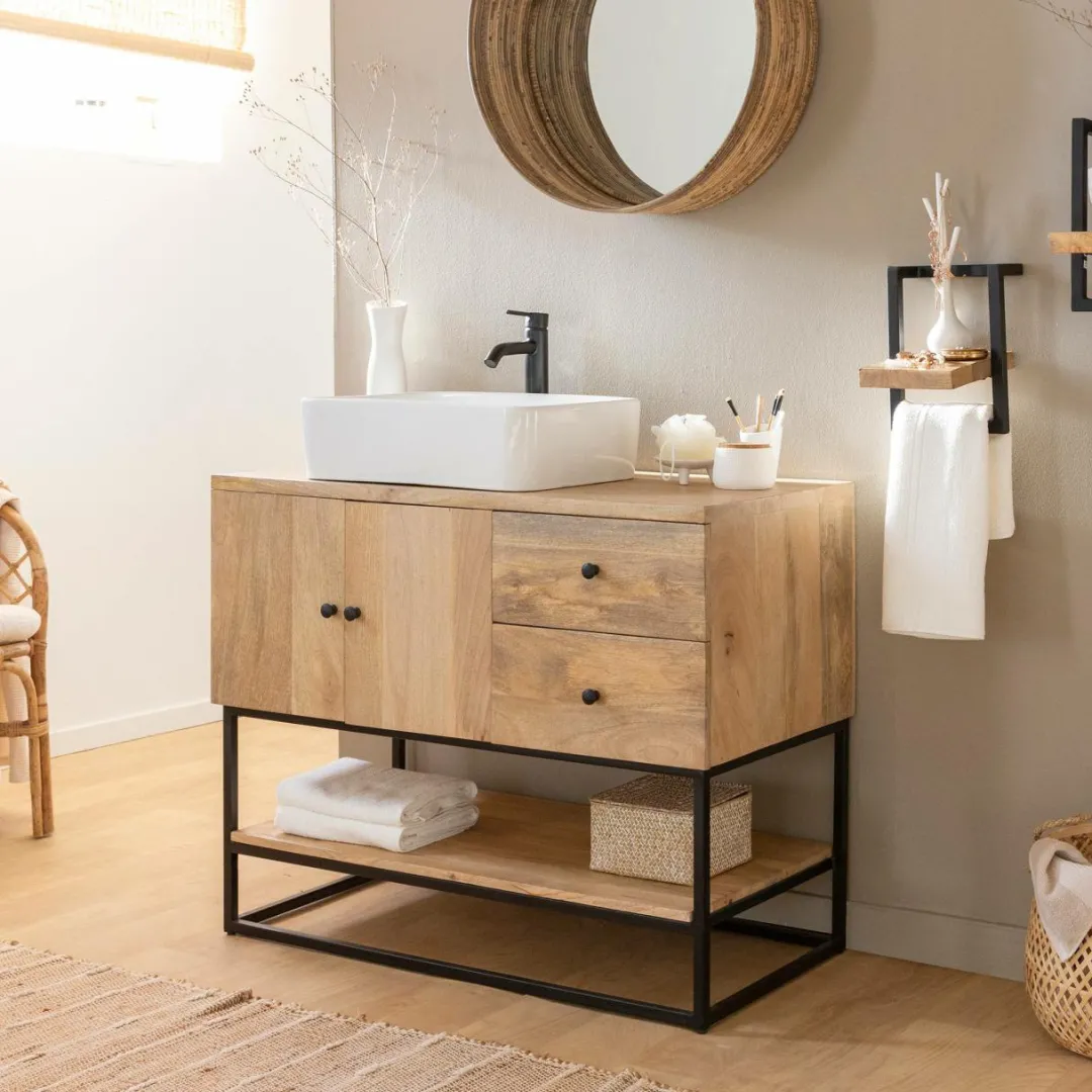 Meuble Sous Vasque<Made in Meubles Meuble sous vasque en bois de manguier Miguel