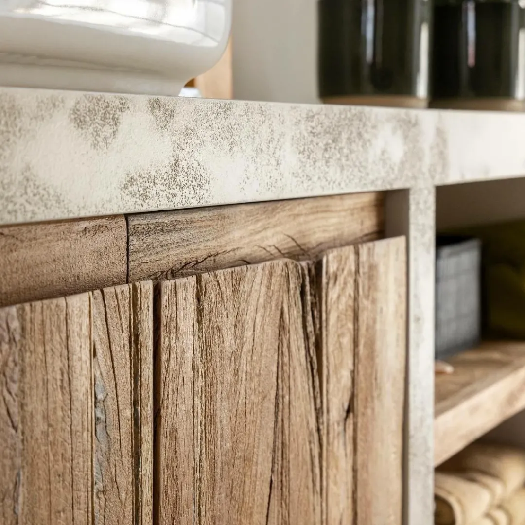 Meuble Sous Vasque<Made in Meubles Meuble sous vasque en bois effet béton et bois recyclé Dalva