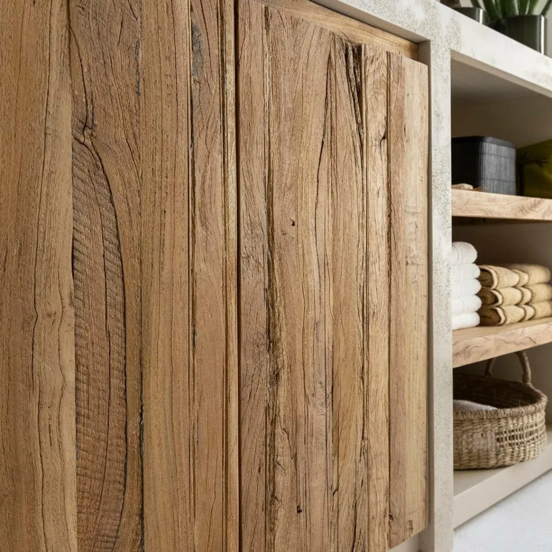 Meuble Sous Vasque<Made in Meubles Meuble sous vasque en bois effet béton et bois recyclé Dalva