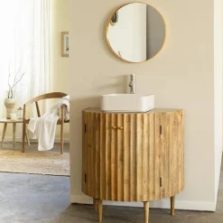 Meuble Sous Vasque<Made in Meubles Meuble sous vasque en bois de manguier et terrazzo Bao