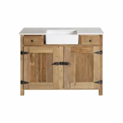 Meuble Sous Vasque<Made in Meubles Meuble sous vasque en bois recyclé et marbre Lizon