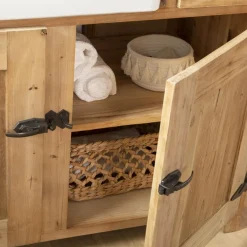 Meuble Sous Vasque<Made in Meubles Meuble sous vasque en bois recyclé et marbre Lizon