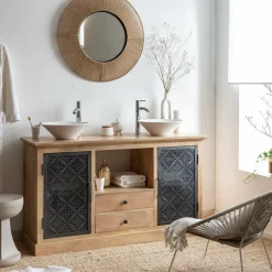 Meuble Sous Vasque<Made in Meubles Meuble sous vasque en bois de manguier Sahara