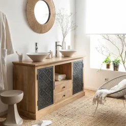 Meuble Sous Vasque<Made in Meubles Meuble sous vasque en bois de manguier Sahara