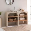 Meuble Sous Vasque<Made in Meubles Meuble sous vasque en bois effet béton et bois d'acacia Dalva