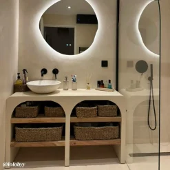 Meuble Sous Vasque<Made in Meubles Meuble sous vasque en bois effet béton et bois d'acacia Dalva