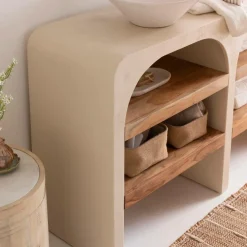 Meuble Sous Vasque<Made in Meubles Meuble sous vasque en bois effet béton et bois d'acacia Dalva