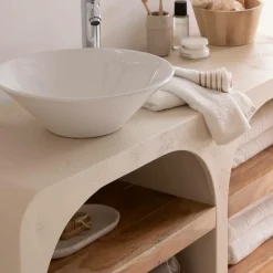 Meuble Sous Vasque<Made in Meubles Meuble sous vasque en bois effet béton et bois d'acacia Dalva