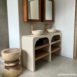 Meuble Sous Vasque<Made in Meubles Meuble sous vasque en bois effet béton et bois d'acacia Dalva