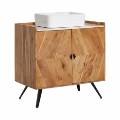 Meuble Sous Vasque<Made in Meubles Meuble sous vasque en bois d'acacia et marbre Aloé