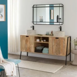 Meuble Sous Vasque<Made in Meubles Meuble sous vasque en bois de manguier et métal Jeanne