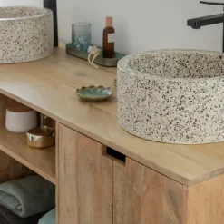 Meuble Sous Vasque<Made in Meubles Meuble sous vasque en bois de manguier et métal Jeanne