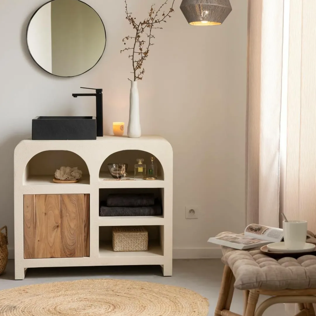 Buffet|Meuble Sous Vasque<Made in Meubles Meuble sous vasque en bois effet béton et bois d'acacia Dalva