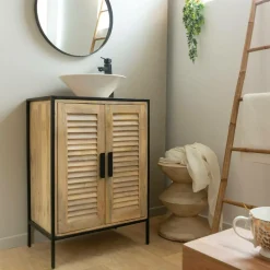 Meuble Sous Vasque<Made in Meubles Meuble sous vasque en bois de manguier et métal Coralie