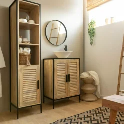 Meuble Sous Vasque<Made in Meubles Meuble sous vasque en bois de manguier et métal Coralie
