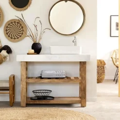 Meuble Sous Vasque<Made in Meubles Meuble sous vasque en marbre et bois Louca