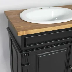 Meuble Sous Vasque<Made in Meubles Meuble sous vasque en pin massif noir 150 cm Manel